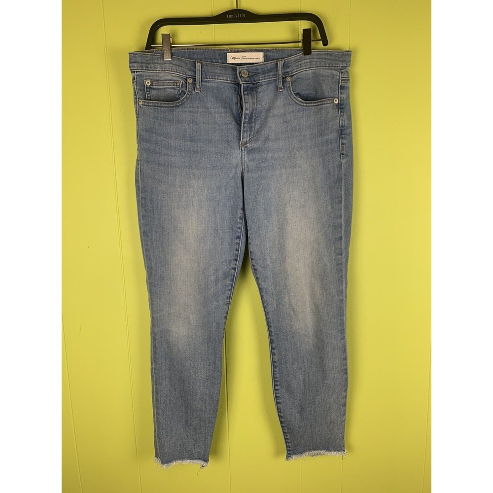 GAP Womens Size 32R True Skinny Ankle Denim Blue Jeans Medium Wash Stretch